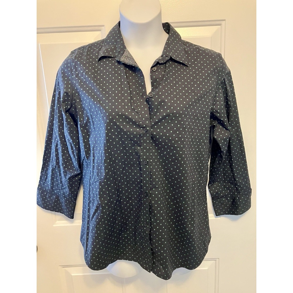 Lauren Ralph Lauren Dark Blue Polka Dot Button-Down Shirt